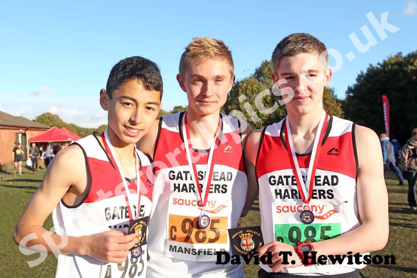 Markhim Lonsdale,  Joe Armstrong and Henry Johnson, 2nd place in the under-15 boys  2012 National Cross Country Relay Championships.